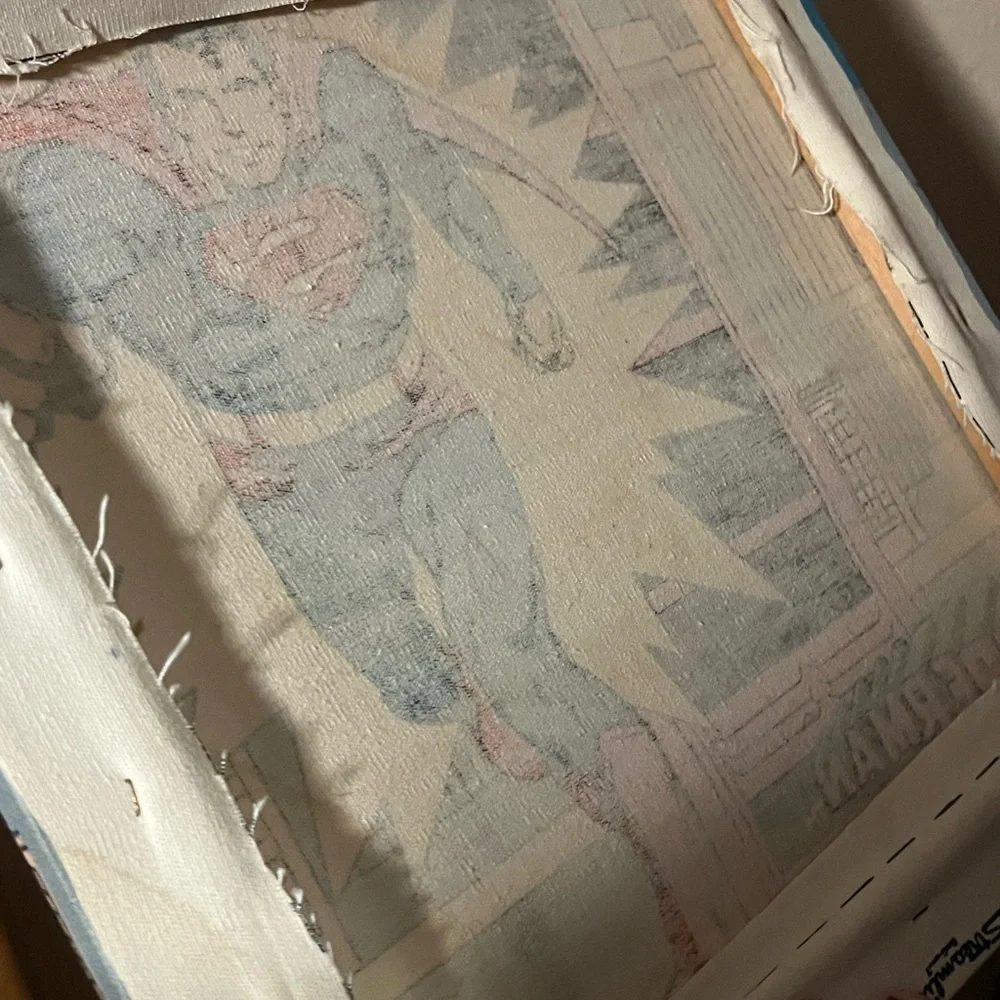 1975 Rare Vintage Superman DC Fabric Wall Hanging Comic Book Picture Red Yellow
